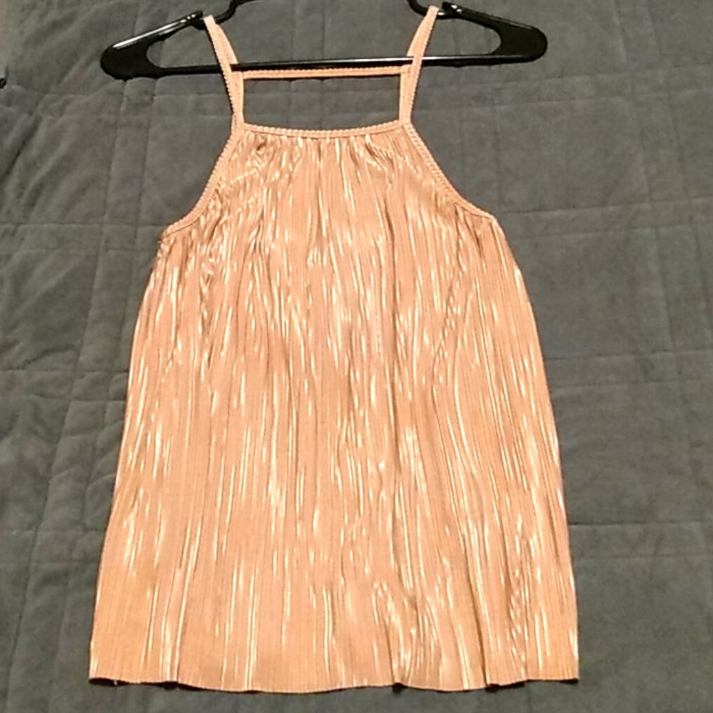 Shimmering Nude Pink Halter Tank Top